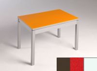 Logo Table mensa  verre ext. melamin� 110x70 - plateau moka - pieds blanc - ceinture en bois laque rouge 2859_moka_blanc_bl-rouge