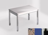 Logo Table mensa 110x70 extension m�lamin� - plateau azul ugarit - pieds chrome - ceinture en bois laque  2332_azul-ugarit_chrome_bl-