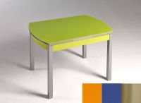 Logo Table hercule 105x60 - plateau orange - pieds inox - ceinture en bois laque bleu enjoy 1989_orange_inox_bl-bleu-enjoy