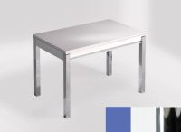 Logo Table mensa 110x70 extension m�lamin� - plateau azul enjoy - pieds chrome - ceinture en bois laque b 2332_azul-enjoy_chrome_bl-b