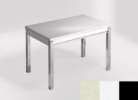Logo Table mensa 110x70 extension m�lamin� - plateau yukon - pieds noir - ceinture en bois laque blanc 2332_yukon_noir_bl-blanc
