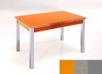 Logo Table mensa ext 110x70 - plateau orange - pieds argent - ceinture en bois laque inox 2040_orange_argent_bl-inox