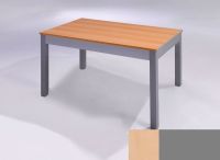 Logo Table licorne 80x80 - h110 - plateau hetre - pieds argent - ceinture en melamine argent 2925_hetre_argent_ml-argent