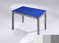 Logo Table licorne 70x70 - h110 - plateau blanco zeus - pieds argent - ceinture en bois laque argent 2964_blanco-zeus_argent_bl-argen