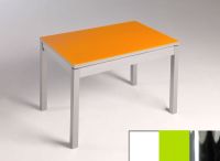 Logo Table mensa  verre ext. melamin� 110x70 - plateau extra white - pieds chrome - ceinture en bois laqu 2859_extra-white_chrome_bl-