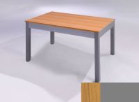 Logo Table licorne 70x70 - h75 - plateau chene - pieds argent - ceinture en melamine argent 2016_chene_argent_ml-argent