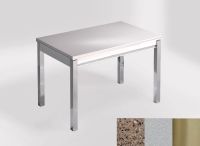 Logo Table mensa 100x60 extension melamin� - plateau beige daphne - pieds inox - ceinture en bois laque a 2331_beige-daphne_inox_bl-a