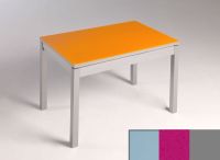 Logo Table mensa verre ext. melamin� 135x80 - plateau gris - pieds argent - ceinture en bois laque magent 2870_gris_argent_bl-magenta