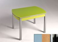 Logo Table hercule 115x75 - plateau gris - pieds chrome - ceinture en bois laque chene 1992_gris_chrome_bl-chene