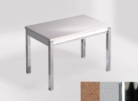 Logo Table mensa 100x60 extension melamin� - plateau coral troya - pieds chrome - ceinture en bois laque  2331_coral-troya_chrome_bl-
