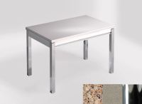 Logo Table mensa ext 110x70 - plateau kona beige - pieds chrome - ceinture en bois laque inox 2321_kona-beige_chrome_bl-inox