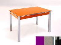 Logo Table mensa ext 135x80 - plateau magenta - pieds chrome - ceinture en bois laque inox 2045_magenta_chrome_bl-inox