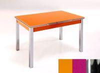 Logo Table mensa ext 100x50 - plateau orange - pieds chrome - ceinture en bois laque magenta energy 2032_orange_chrome_bl-magenta-ene