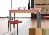 Logo Table mensa ext 120x80 - plateau noyer - pieds inox - ceinture en bois laque chene 3461_noyer_inox_bl-chene