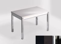 Logo Table mensa 100x60 extension melamin� - plateau negro anubis - pieds chrome - ceinture en bois laque 2331_negro-anubis_chrome_bl