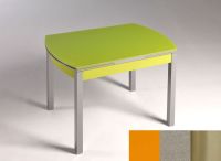 Logo Table hercule 115x75 - plateau orange - pieds inox - ceinture en bois laque inox 1992_orange_inox_bl-inox