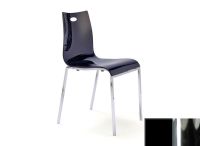 Logo Chaise jacinthe - assise en methacrylate noir opaque - pieds chrome 2295_mb-noir-opaque_chrome