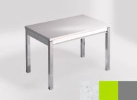 Logo Table mensa 110x70 extension m�lamin� - plateau bianco rivers - pieds argent - ceinture en bois laqu 2332_bianco-rivers_argent_b
