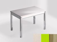 Logo Table mensa 110x70 extension m�lamin� - plateau blanco norte - pieds inox - ceinture en bois laque v 2332_blanco-norte_inox_bl-v