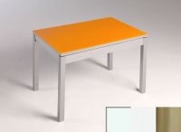 Logo Table mensa  verre ext. melamin� 110x70 - plateau blanc - pieds inox - ceinture en bois laque blanc 2859_blanc_inox_bl-blanc