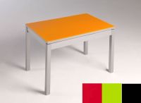 Logo Table mensa  verre ext. melamin� 110x70 - plateau rouge - pieds noir - ceinture en bois laque vert 2859_rouge_noir_bl-vert