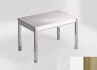 Logo Table mensa 110x70 extension m�lamin� - plateau bianco rivers - pieds inox - ceinture en bois laque  2332_bianco-rivers_inox_bl-
