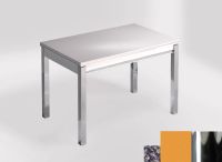 Logo Table mensa 100x60 extension melamin� - plateau blue safita - pieds chrome - ceinture en bois laque  2331_blue-safita_chrome_bl-