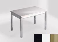 Logo Table mensa ext 100x60 - plateau negro tebas - pieds inox - ceinture en bois laque blanc 2320_negro-tebas_inox_bl-blanc