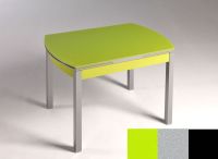 Logo Table hercule 115x75 - plateau vert - pieds noir - ceinture en bois laque argent 1992_vert_noir_bl-argent
