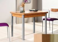 Logo Table hercule 130x80 - plateau hetre - pieds inox - ceinture en bois laque noyer 1999_hetre_inox_bl-noyer