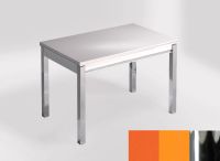 Logo Table mensa 100x60 extension melamin� - plateau naranja cool - pieds chrome - ceinture en bois laque 2331_naranja-cool_chrome_bl