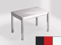 Logo Table mensa 110x70 extension m�lamin� - plateau negro magma - pieds blanc - ceinture en bois laque r 2332_negro-magma_blanc_bl-r