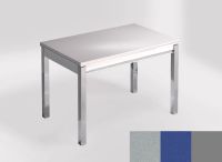 Logo Table mensa 100x60 extension melamin� - plateau khenso - pieds argent - ceinture en bois laque bleu  2331_khenso_argent_bl-bleu-
