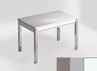 Logo Table mensa 100x60 extension melamin� - plateau gris expo - pieds blanc - ceinture en bois laque arg 2331_gris-expo_blanc_bl-arg