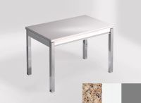 Logo Table mensa ext 100x60 - plateau kona beige - pieds argent - ceinture en bois laque blanc 2320_kona-beige_argent_bl-blanc