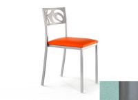 Logo Chaise an�mone - assise en vinyltech vert gris - pieds argent 2631_vt-vert-gris_argent