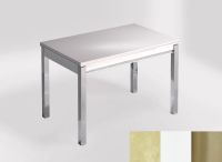 Logo Table mensa 100x60 extension melamin� - plateau tigris sand - pieds inox - ceinture en bois laque bl 2331_tigris-sand_inox_bl-bl