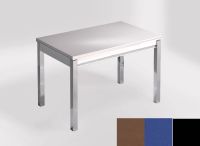 Logo Table mensa 100x60 extension melamin� - plateau gedatsu - pieds noir - ceinture en bois laque bleu e 2331_gedatsu_noir_bl-bleu-e