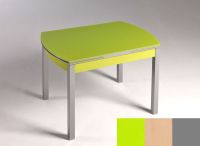 Logo Table hercule 115x75 - plateau vert - pieds argent - ceinture en bois laque hetre 1992_vert_argent_bl-hetre