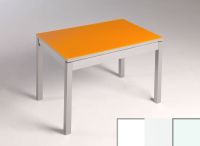Logo Table mensa verre ext. melamin� 100x60 - plateau extra white - pieds blanc - ceinture en bois laque  2869_extra-white_blanc_bl-b