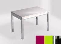 Logo Table mensa ext 110x70 - plateau magenta energy - pieds chrome - ceinture en bois laque vert 2321_magenta-energy_chrome_bl-vert