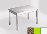 Logo Table mensa 110x70 extension m�lamin� - plateau brazilian brown - pieds blanc - ceinture en bois laq 2332_brazilian-brown_blanc_
