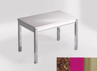 Logo Table mensa 100x60 extension melamin� - plateau mahogany - pieds inox - ceinture en bois laque magen 2331_mahogany_inox_bl-magen