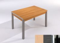 Logo Table mensa ext 100x60 - plateau hetre - pieds chrome - ceinture en polymere cendre 2033_hetre_chrome_pl-cendre