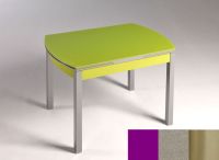 Logo Table hercule 105x60 - plateau magenta - pieds inox - ceinture en bois laque inox 1989_magenta_inox_bl-inox
