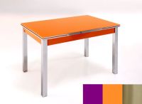 Logo Table mensa ext 135x80 - plateau magenta - pieds inox - ceinture en bois laque orange 2045_magenta_inox_bl-orange