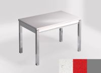 Logo Table mensa ext 110x70 - plateau mont blanc - pieds argent - ceinture en bois laque rouge 2321_mont-blanc_argent_bl-rouge