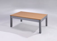 Logo Table licorne 80x80 - h90 - plateau noyer - pieds argent - ceinture en melamine argent 2923_noyer_argent_ml-argent