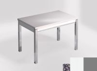 Logo Table mensa 110x70 extension m�lamin� - plateau blue safita - pieds argent - ceinture en bois laque  2332_blue-safita_argent_bl-