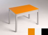 Logo Table mensa verre ext. melamin� 100x50 - plateau orange - pieds noir - ceinture en bois laque blanc 2858_orange_noir_bl-blanc